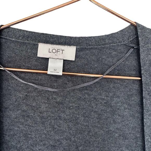 Loft gray open front cardigan size medium - Picture 2 of 6